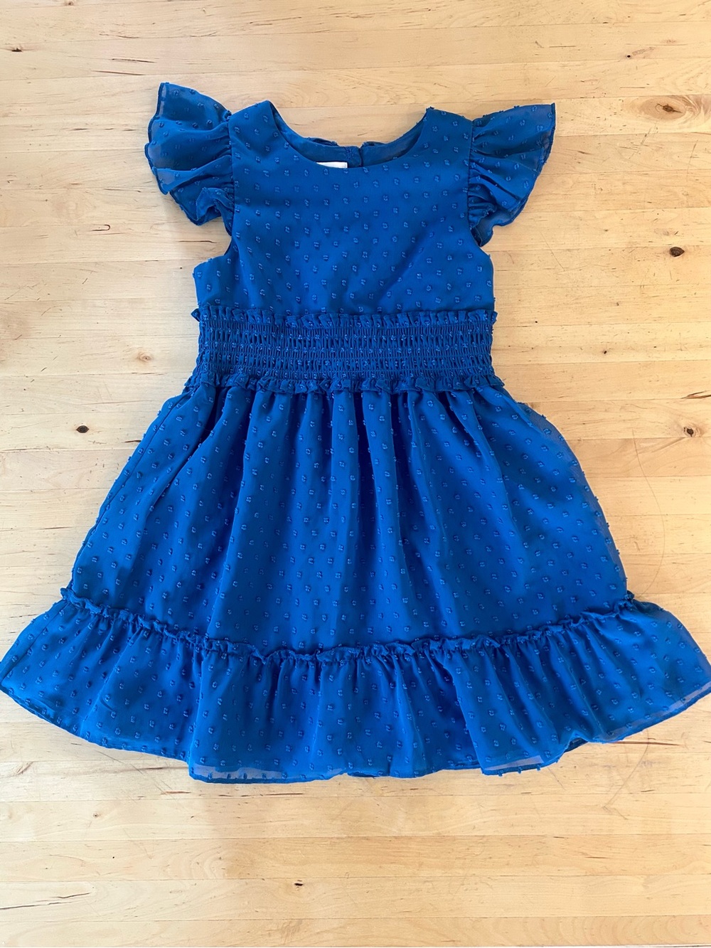 Bonnie Jean Girls Blue Smock Waist Tie Back Dress Size 8